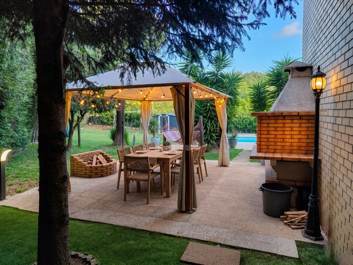 Área de lazer com pérgola Villa 408